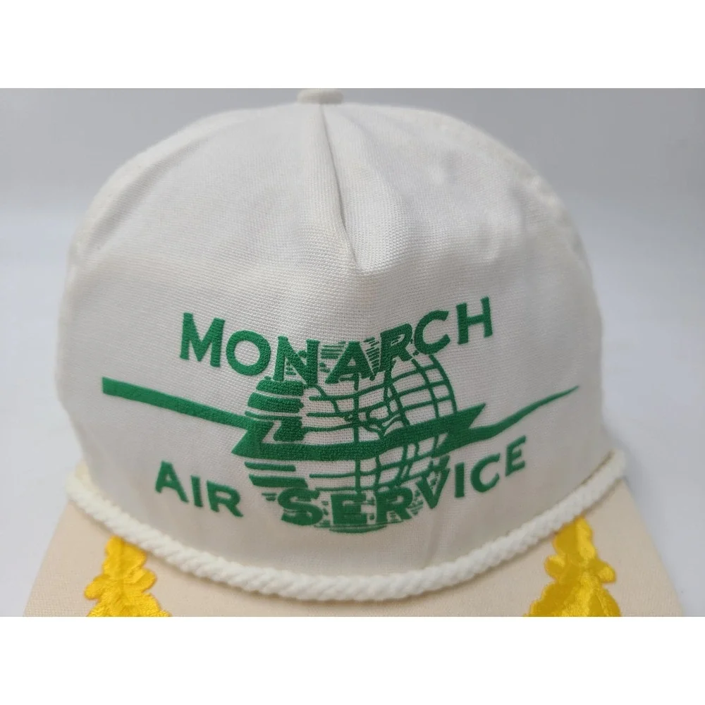 Vintage Monarch Air Service Scrambled Eggs Rope Strapback Adjustable Hat Cap Men